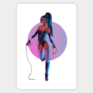 Dominatrix in latex and chain Sticker